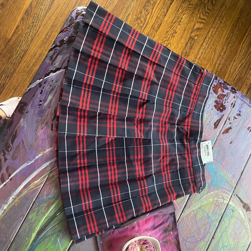 American Apparel Red and Blue Mini Skater Skirt